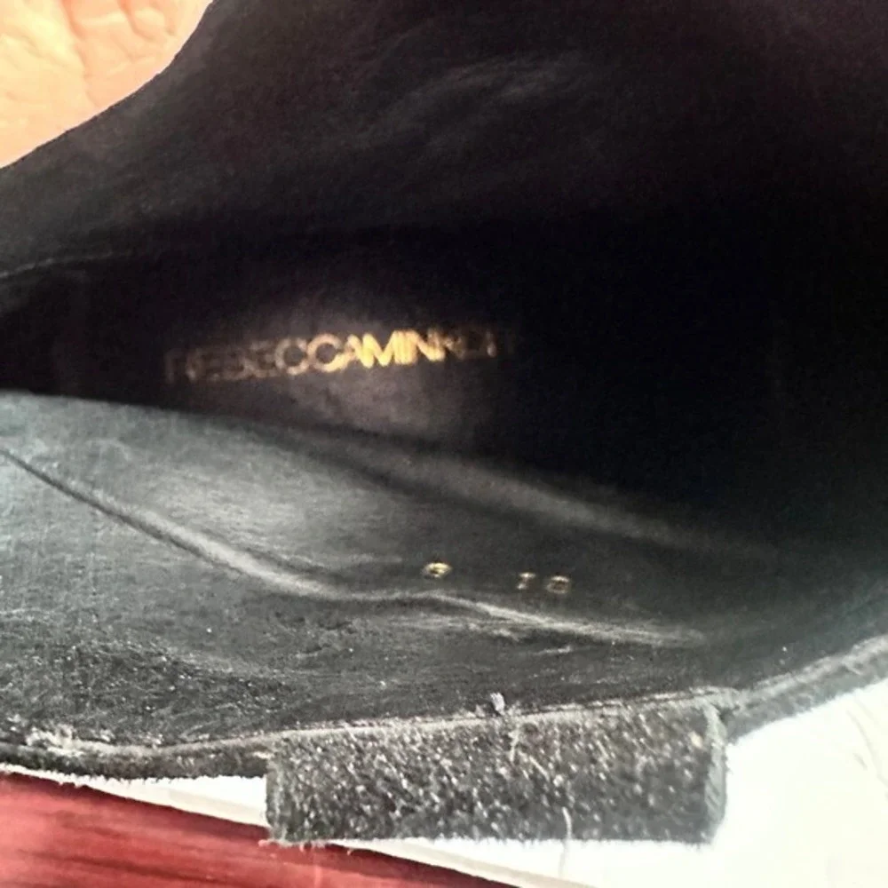 Rebecca Minkoff‎ wedge booties Sz 8 Black Metallic Silver Nubuck